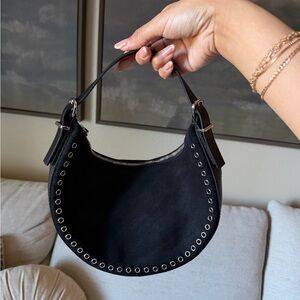 Madewell Black Crossbody Bag with Silver Eyelets